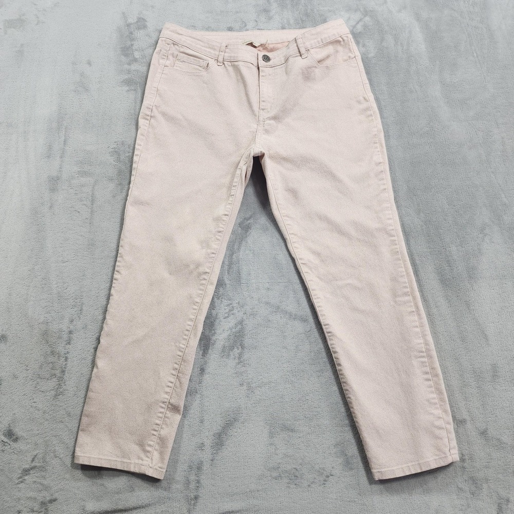 Soft Surroundings Jeans Womens 10 Pink Pricilla Metallic Shimmer Ankle Stretch
